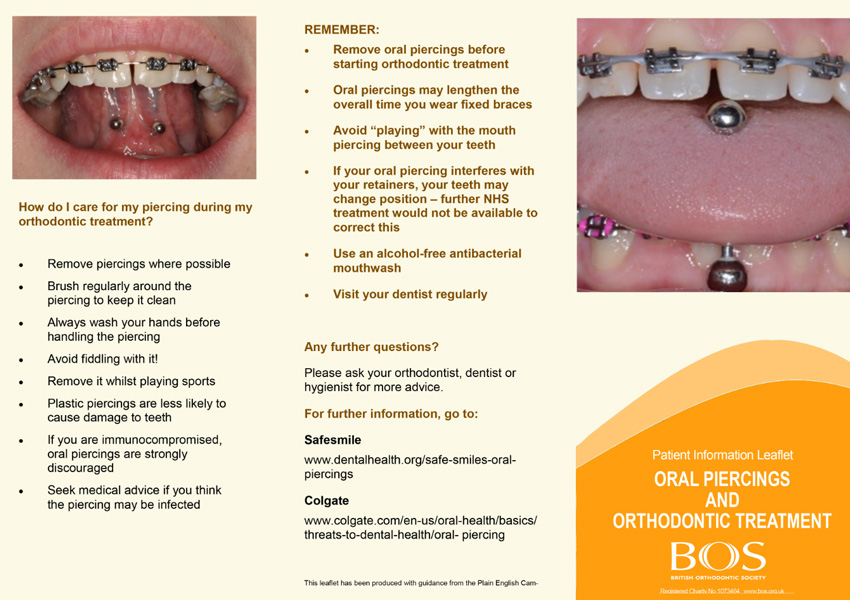 Oral piercing and Orthodontic treatment